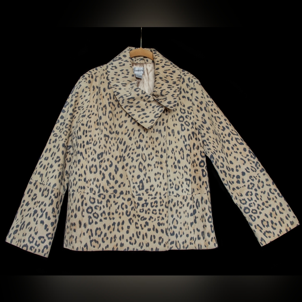Chico's Y2K Leopard Print Suede Leather Jacket 2